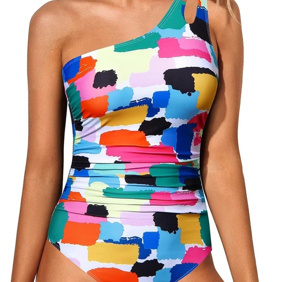 Holipick One Shoulder One Piece Swimsuit for Women Tummy Control - Picture 1 of 5